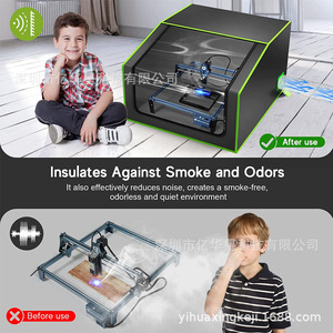 ฝาครอบเครื่องพิมพ์ 3 มิติ YHX ขนาด 700x700x460 มม. วัสดุซิลิโคนกันไฟ สำหรับป้องกันการแกะสลักด้วยเลเซอร์ - Product Image 1