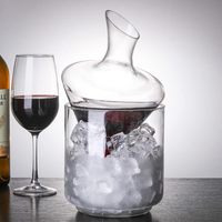 Ensemble décanteur et seau à glace pour vin rouge en verre borosilicate transparent, fait main, design moderne et luxueux, durable, 1000 ml, pour mariage