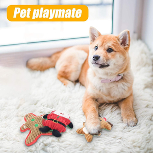 Pluche Interactief Piepend Speelgoed Kerstcadeau Inbegrepen Gember Man Rendier Kerstman 3 Stuks Set Hond Kerst Speelgoed - Product Image 6