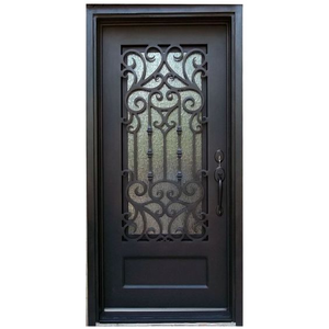 Precio de fábrica usado moderno Exterior de Seguridad frontal de hierro forjado puertas de una sola puerta para casas - Product Image 1