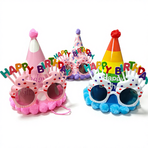 रंगीन हस्तनिर्मित कागज और प्लास्टिक हैट ग्लास नई पार्टी की सजावट बाल जन्मदिन की फोटोग्राफी के लिए - Product Image 4