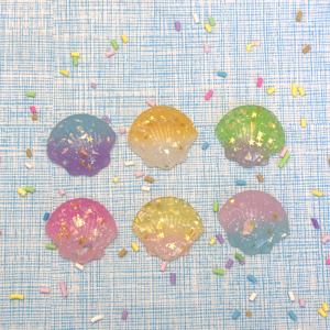 Massal 100 buah/lot 23*26MM Glitter Sea Shell Resin Flatback Cabochon cangkang indah Slime Cahrms untuk Scrapbooking casing ponsel Dekorasi - Product Image 2