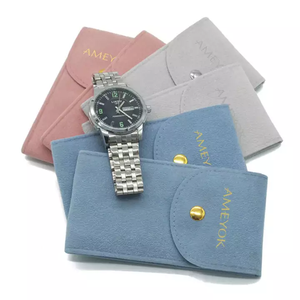 Custom Logo Microfiber Jewelry Pouch Small Earring Necklace Bracelet Ring Envelope Premium Quality Pochette Packaging for - Product Image 1