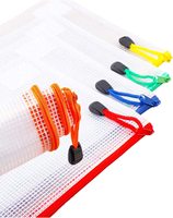 Pochette de rangement à fermeture éclair pour documents, pochettes A4 en plastique en maille pour documents, sacs de rangement à fermeture éclair pour l'école et le bureau