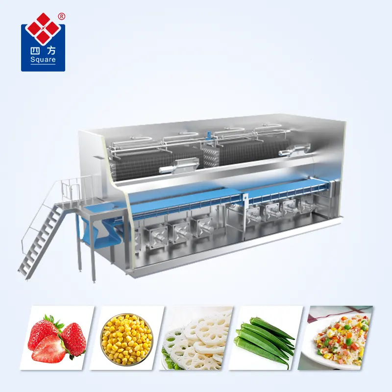 SQUARE fluidized quick freezer bamboo shoots vegetables iqf tunnel freezer