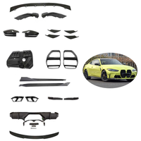 Kit carrosserie en fibre de carbone sèche pour BMW G82 M4 2021-2022 : Lame avant, jupes latérales, diffuseur arrière, spoiler, calandre – Kit de conversion automobile