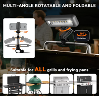 Lampe de barbecue pour l'extérieur, rechargeable, avec capteur d'inclinaison automatique marche/arrêt, éclairage 360° °   Support universel réglable pour gril et plancha