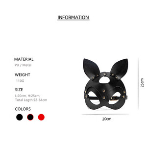 Women Sexy Cosplay Bunny <strong>Rabbit</strong> Cat <strong>Ears</strong> Masks Punk Fetish Black Mask Xmax Masquerade Carnival Party Cosplay Costume Pro - Product Image 6