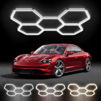 Lampe de garage hexagonale LED 3CCT sélectionnable, panneau en nid d'abeille, plafonnier modulaire, montage DIY pour le detailing automobile, les salons de coiffure