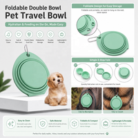 Bol de voyage pliable en silicone pour chien NicePets |   Bol double pliable anti-renversement |   Bol portable pour animaux de compagnie pour les promenades, 7 couleurs