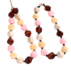 Collares de Moda, Gargantillas Coloridas, Joyería Gruesa, Collar de Cuentas Redondas de Resina, Cuentas Hechas a Mano, Joyería Boho de Verano - Product Image 1