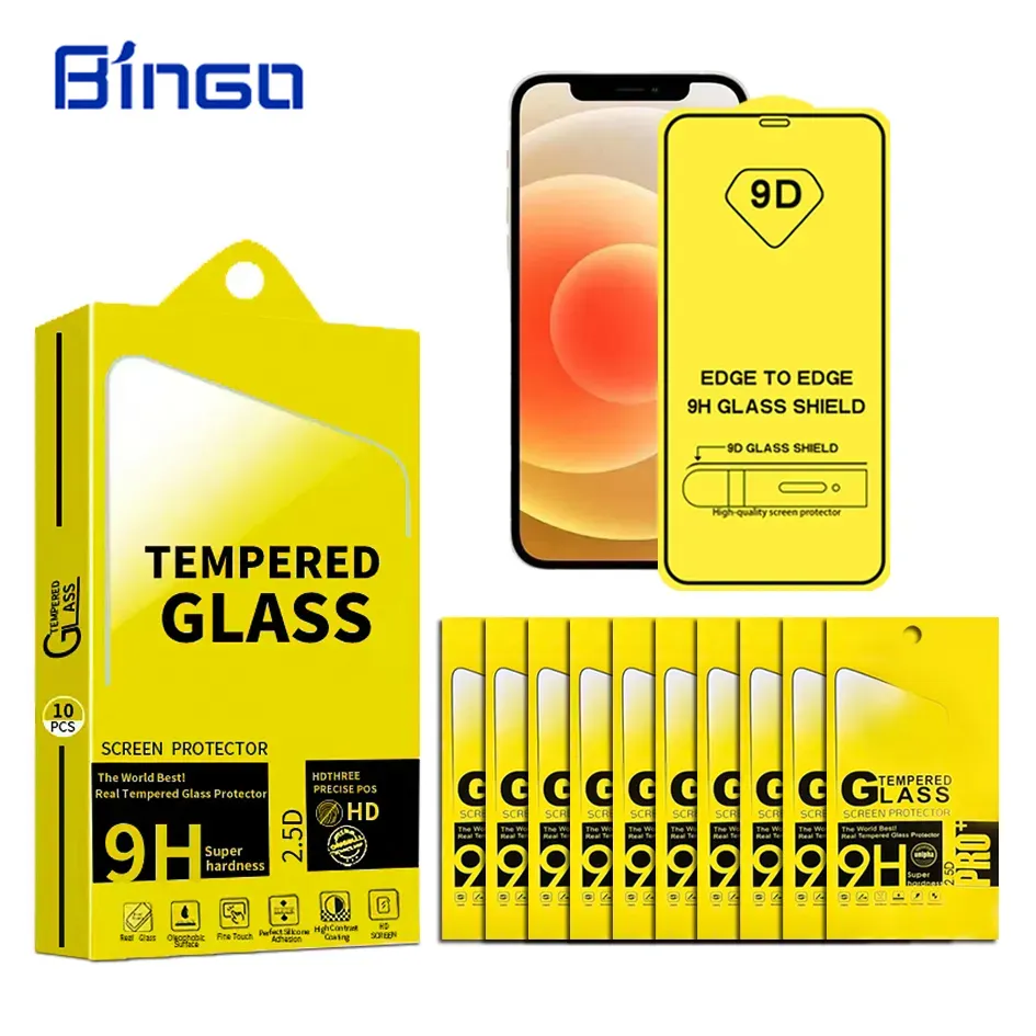 9H High clear Anti-scratch 0.33mm 9D Screen Protector for iPhone 11 12 13 14 15 16 Pro Max 9D tempered glass for various model