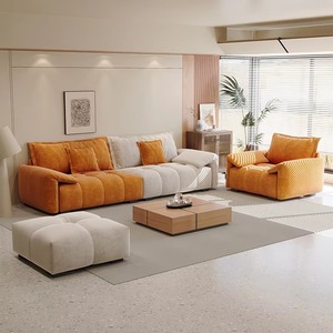 2025 usine prix de gros tissu canapé technologie flanelle pin bois intérieur minimaliste canapé canapé avec bras encastré oreiller dos - Product Image 1