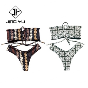 New Custom Private Label Custom Bikini Printed <b>Swim</b> Suits Bikini Set Hawaiian Bathing Suits for Women - Product Image 2