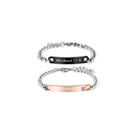 Pulsera de Acero Inoxidable con Corona de Zirconia Grabable, Cadena Cubana, Regalo de San Valentín para Amantes de la Moda al por Mayor