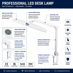 Home Office Touch Control Eye Caring Led Clamp Dimmable <b>Desk</b> Table Task Lamp for Study Reading Crafting Sewing <b>Computer</b> Work - Product Image 2
