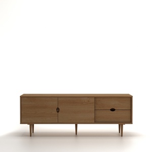 Meuble TV moderne en placage de bois avec finition brun foncé pour salon - Product Image 1