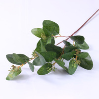 Daun Eucalyptus Buatan Hijau Modis Baru, Daun Simulasi untuk Dekorasi Pernikahan