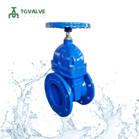 Vanne à opercule en fonte ductile GGG50 à passage plein DIN3352 F4 PN16 DN100-DN500 à brides EPDM avec revêtement époxy bleu
