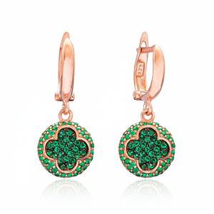 Esmeralda CZ piedra trébol diseño geométrico joyería forma redonda turco venta al por mayor 925 joyería de plata esterlina pendientes colgantes - Product Image 2