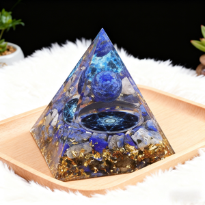 50mm 혼합 재료 다채로운 자연 치유 크리스탈 원시 돌 오르고나이트 피라미드 긍정적 인 에너지 7 차크라 돌 피라미드 - Product Image 4
