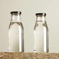 Bouteille en verre transparent pour boissons 8oz 240ml, récipient vide pour aliments, emballage personnalisé avec logo estampé à chaud pour lait et chocolat