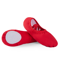 Chaussures de danse classique pour enfants unisexes en toile, à enfiler, semelle souple fendue, talon plat, motif patte de chat, sans lacets, pour l'entraînement - Vente en gros BX50