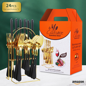 Juego de Cubiertos de Acero Inoxidable de 24 Piezas, Diseño Italiano Electrochapado, Vajilla para Fiestas - Product Image 3