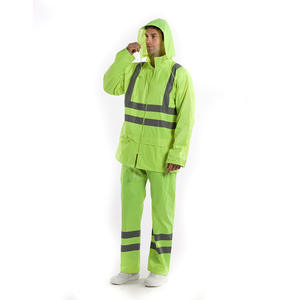 Traje Impermeable Reflectante Super Factory 170T18S de Poliéster y PVC para Seguridad Vial, Ropa de Trabajo con Logotipo Personalizado, Amarillo Fluorescente - Product Image 4