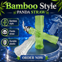 Vasos de Plástico con Forma de Panda, Lindos y Populares, con Tapa de Bambú - 500 ml, Antiderrames, para Bebidas Frías de Verano