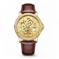 Montre automatique de luxe pour homme, étanche, sertie de diamants, de haute qualité, style squelette, mécanique, très vendue