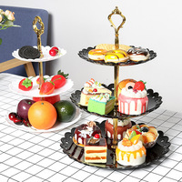 Présentoir à desserts en plastique à trois niveaux de style européen avec design rotatif, épaissi et robuste, pour KTV, mariage, plateau à bonbons
