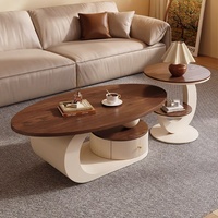 Table basse en forme de croissant en noyer, style luxe léger haut de gamme, pour petit appartement, salon, usage domestique, design vintage français