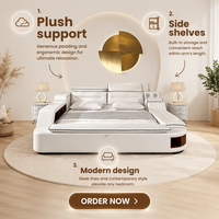 Lit de massage intelligent MULIGNA à prix avantageux, taille Queen, avec fonction Mexique, lit de massage intelligent moderne taille King avec éclairage LED