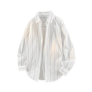 Kaus lengan panjang pria, kardigan bergaris-garis trendi sederhana grosir kustom - Product Image 6