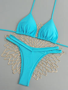 Women Leopard Print Halter Tie Two-Piece Micro <strong>Thong</strong> Bikini Quick-Dry Chlorine-Resistant <strong>Swimwear</strong> for Beach and Pool - Product Image 3