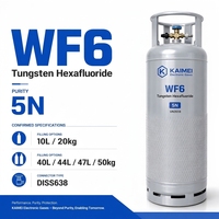 Gas WF6 de Alta Pureza 99.999% 5N, Hexafluoruro de Tungsteno de Grado Electrónico, Precursor CVD, Precio de Fabricante