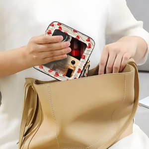 PU Leather Patchwork Makeup <b>Bag</b> Portable <b>clear</b> Red Heart Print Waterproof Toiletry Pouch <b>Travel</b> Makeup <b>Bag</b> - Product Image 6