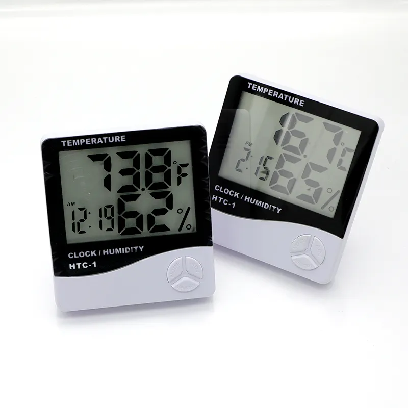 Humidity Thermometer Hygrometer Weather Station Clock Htc-1 Room Thermo Temperature Meter