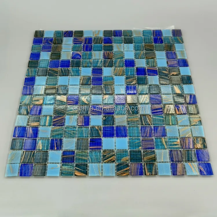 Blau heiß schmelzende Mosaike Schwimmbad quadratische Mosaik Glas fliesen Foto Mosaik