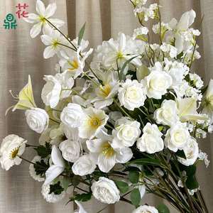 Fleurs artificielles de la série blanche 2026 pour décorations de mariage, arrangements floraux élégants en soie - Product Image 4
