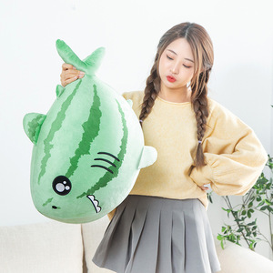 Almohada de tiburón sandía divertida y creativa, juguete de peluche para niña grande, almohada para dormir junto a la cama - Product Image 6