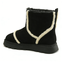 Bottes de neige pour femmes en cuir de vache et peau de mouton double face, chaussures d'hiver chaudes, fourrure, logo et style personnalisés, vente en gros OEM/ODM