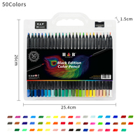 Crayons de couleur professionnels H&B écologiques de haute qualité, solubles, 24 à 50 couleurs, crayons de couleur bois noir pour les arts et le dessin, service personnalisé