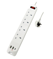 Multiprise britannique, 4 prises, 13A 250V~ avec protection enfant et interrupteur marche/arrêt
