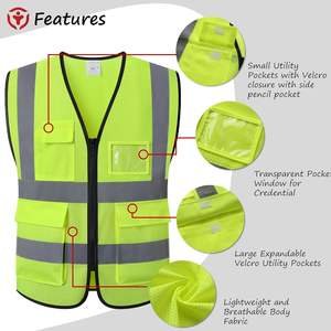 Chaleco de Seguridad Reflectante ANSI Clase 2 Impermeable para Hombre y Mujer, Amarillo, con Logotipo Personalizado, para Uso en Construcción, Cumple con las Normas ANSI/ISEA - Product Image 3
