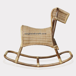 Mecedora de ratán bohemio vintage hecha a mano, juguete para niños para decoración de guardería y sala de juegos - Product Image 4