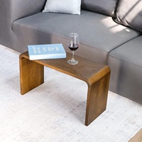 Table d'appoint en bois massif d'acacia et de teck pour canapé, table d'appoint en forme de C pour salon