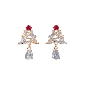 E4328 Orecchini pendenti con cristalli verdi a forma di stella placcati in oro 18 carati per le donne, gioielli carini da festa - Product Image 1