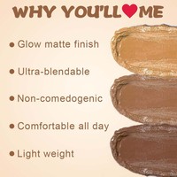 Palette de maquillage 3 couleurs sans logo, couleur noire : poudre de contour crémeuse, correcteur et base de maquillage transparente.